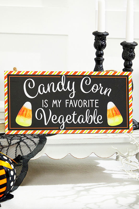 12.5" x 6" Candy Corn & Vegetable Sign Rustic Fall Wall Décor for Halloween & Harvest Themes
