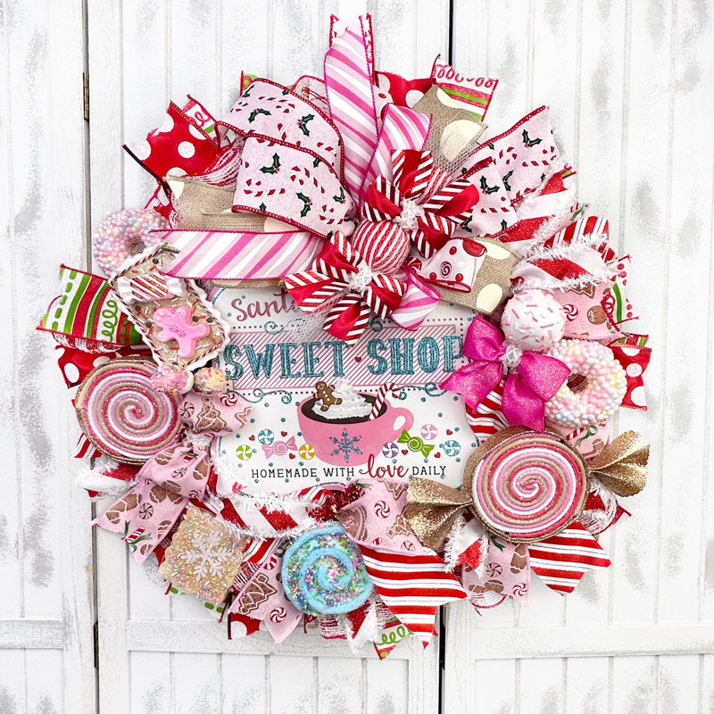 18" Christmas Wreath displayed on a front door