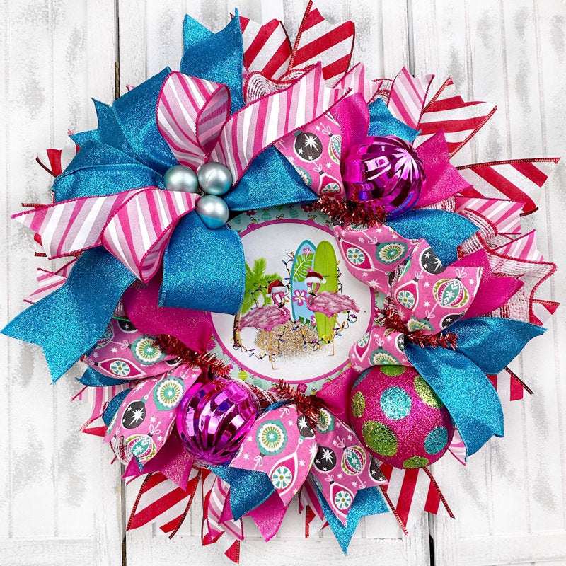 18" Christmas Wreath displayed on a front door