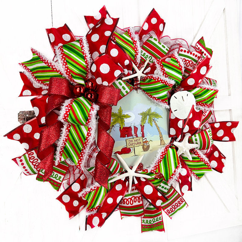 24" Pre-Lit Glitter Spruce Christmas Wreath as a festive door display