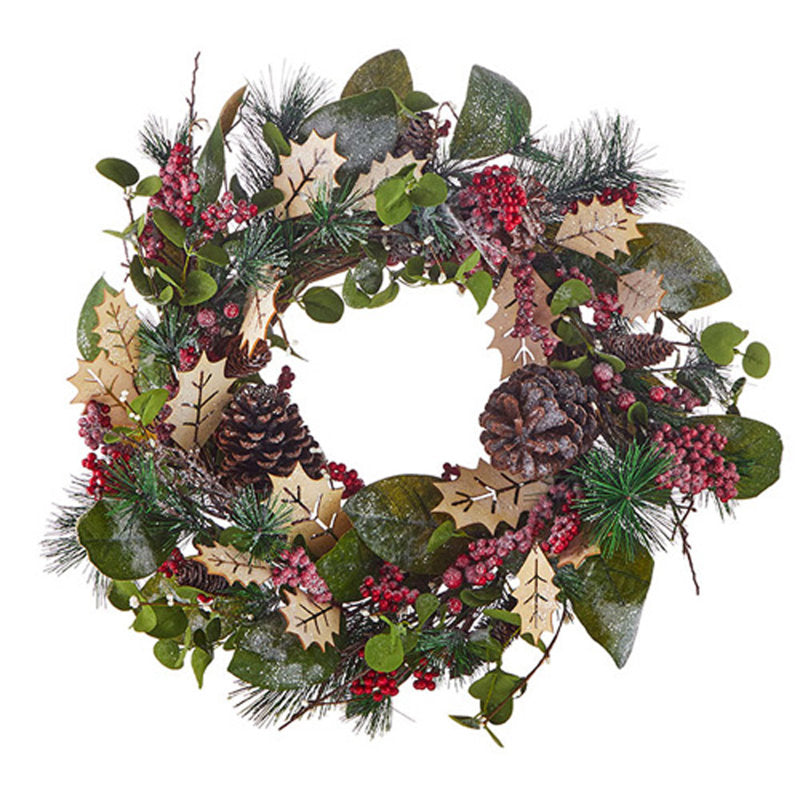 22" Artificial Christmas Wreath hanging on a front door