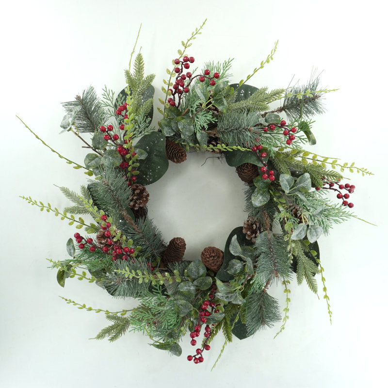24" Artificial Christmas Wreath as a festive door display