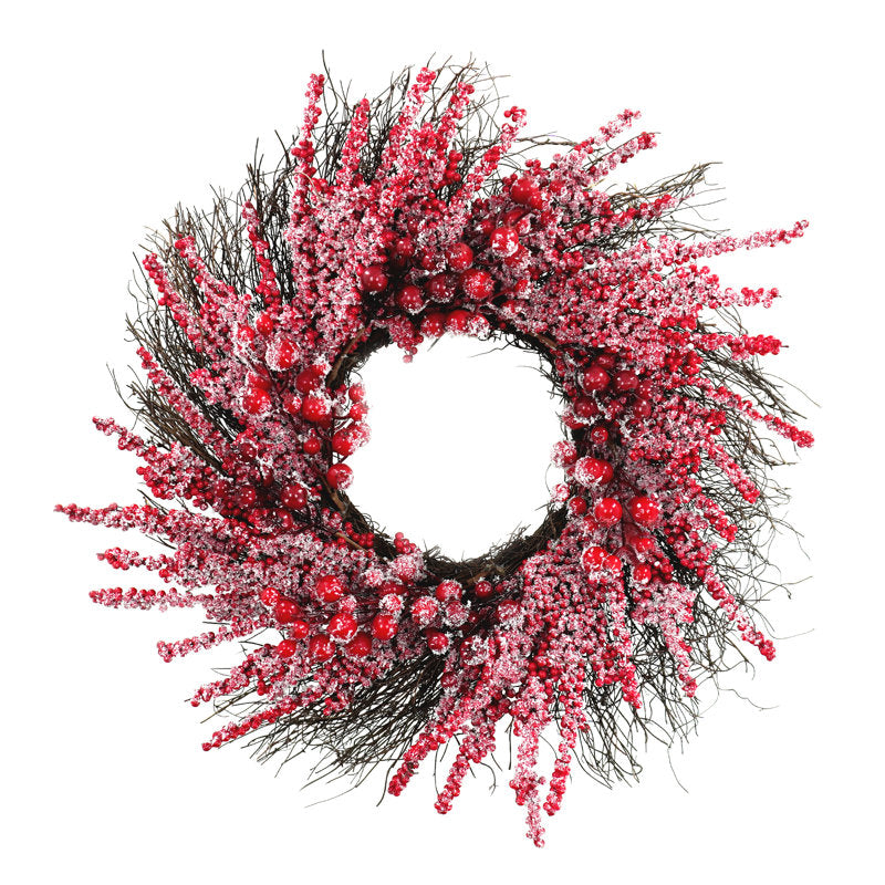 16" Pre-Lit Christmas Wreath hanging on a front door
