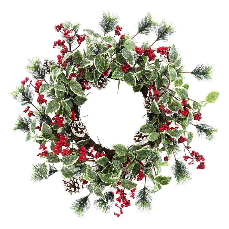 24" Artificial Christmas Wreath as a festive door display