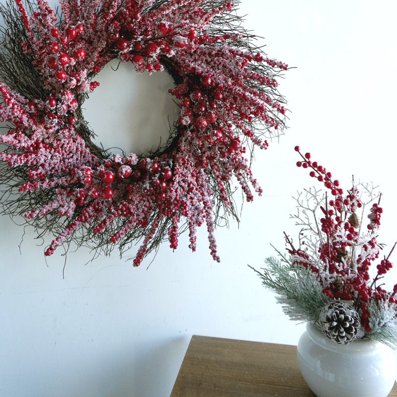16" Pre-Lit Christmas Wreath hanging on a front door