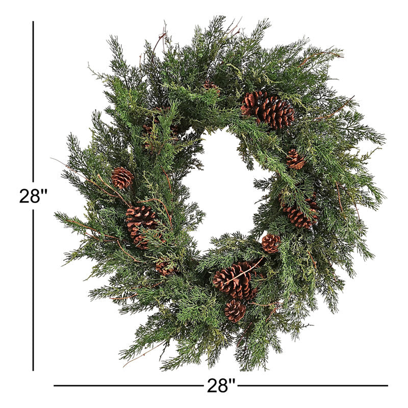Ornament Christmas Wreath hanging on a front door