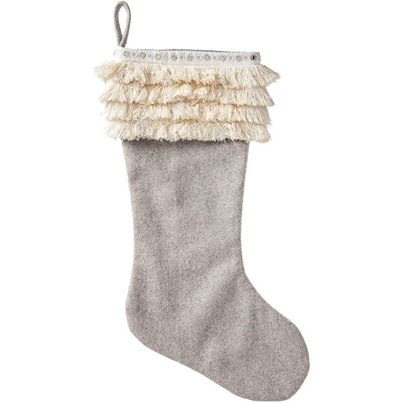 Handmade Wool Christmas Stocking - Fringe