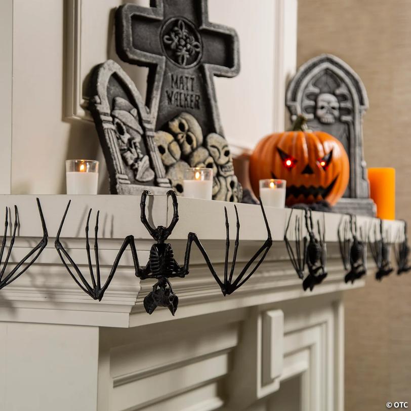 Hanging Bat Skeleton Halloween Decorations - 6 Pc.