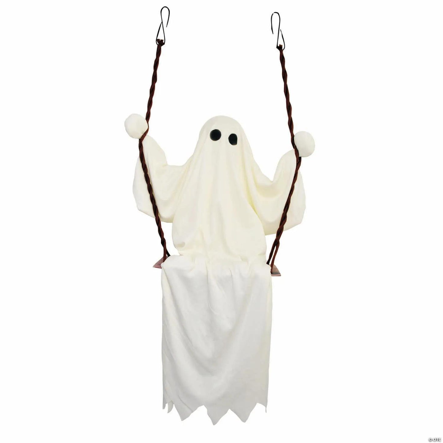Hanging White Ghost Figure on a Swing Halloween Decoration