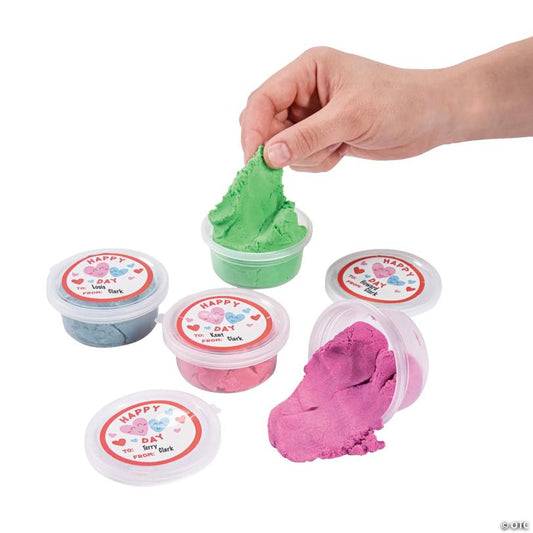 Happy Day Sticky Sand Valentine Exchanges with Sticker for 12