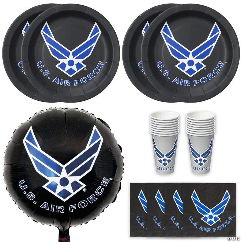 Havercamp Official U.S. Air Force Party For 16 Guests; Includes 16 Ea. Lg. 9" Plates, Napkins And Cups And An 18" Mylar Balloon