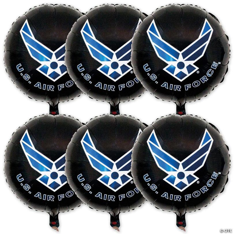 Havercamp U.S. Air Force Balloons (6 Pcs.)! 6 (18") Round Mylar Balloons. Officially Licensed With The U.S. Air Force Crest!