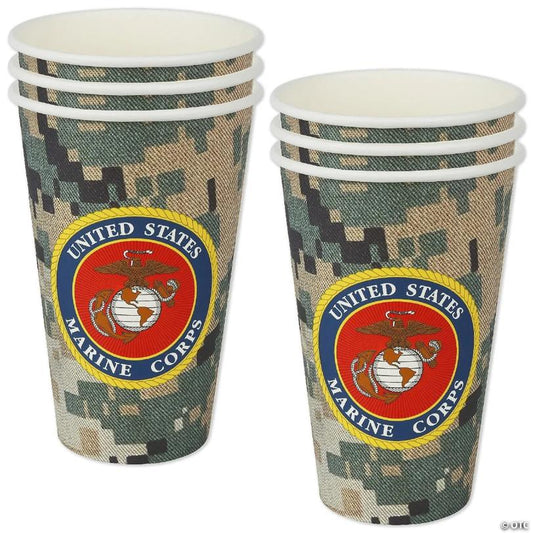Havercamp U.S. Marines Party Cups (16 Cups)! 16Oz. Heavyweight Paper Cups! Authentic, Licensed Marine Corps Design