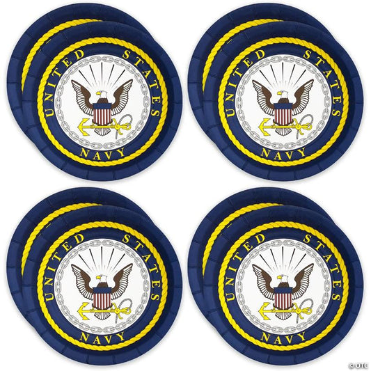 Havercamp U.S. Navy 7 In. Party Plates (24-Pack)! Includes 24 Round Dessert Plates In The Officially Licensed United States Navy Crest.