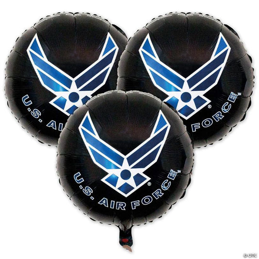 Havercamp's U.S. Air Force Logo, 3-18" Round Mylar Balloons. Officially Licensed With The U.S. Air Force!