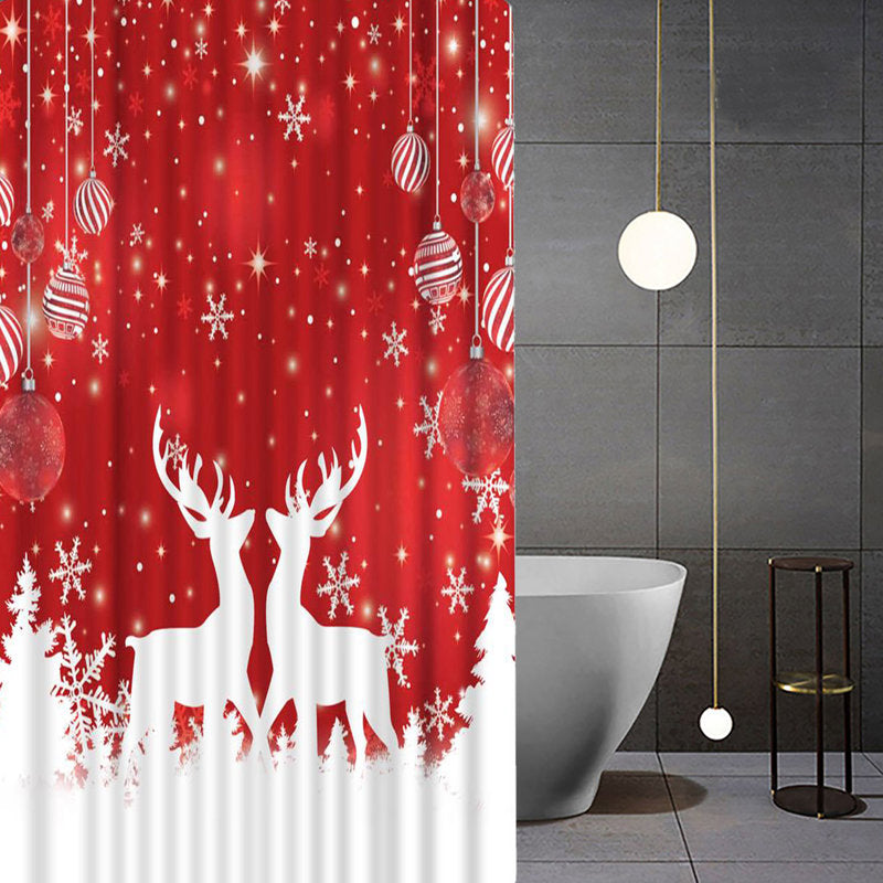Hayllie Snowflake and Reindeer Shower Curtain