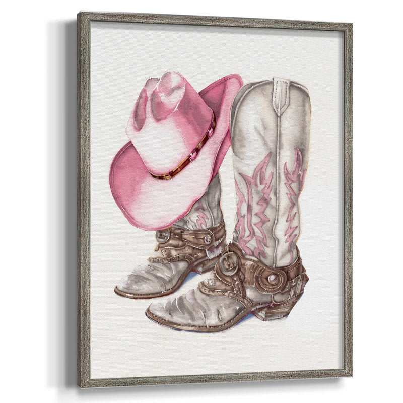 Her Cowboy Boots Framed Print - Solid Wood