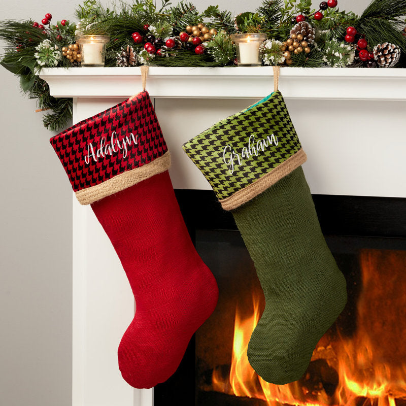 Herringbone Cuff Personalized Stocking