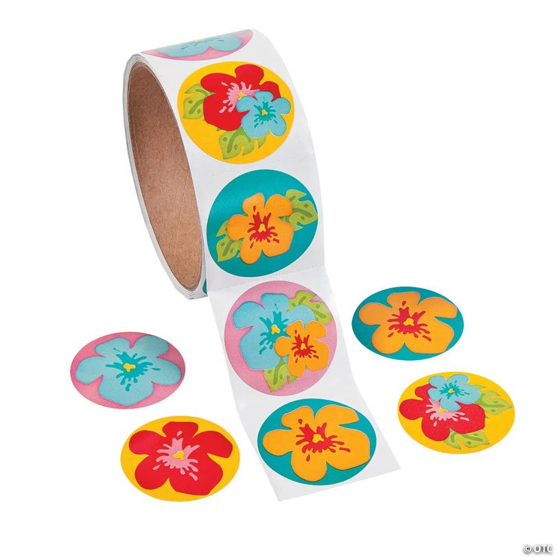 Hibiscus Sticker Roll - 100 Pc. | USA Decoration®