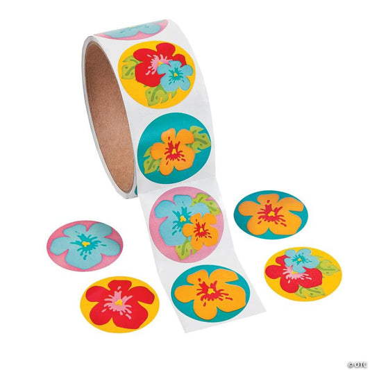 Hibiscus Sticker Roll - 100 Pc. | USA Decoration®