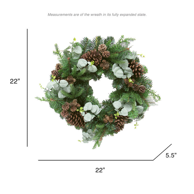 Farmhouse Artificial Pine Christmas Wreath as a festive door display