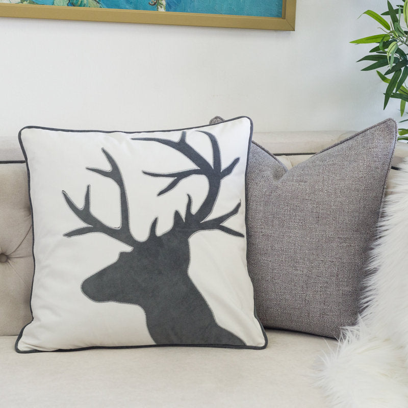 Holiday Appliqued Velvet Throw Pillow
