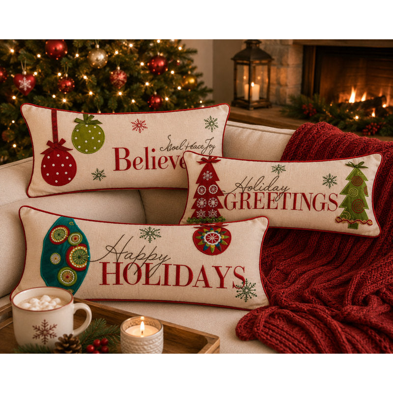 Holiday Linen Reversible Throw Pillow