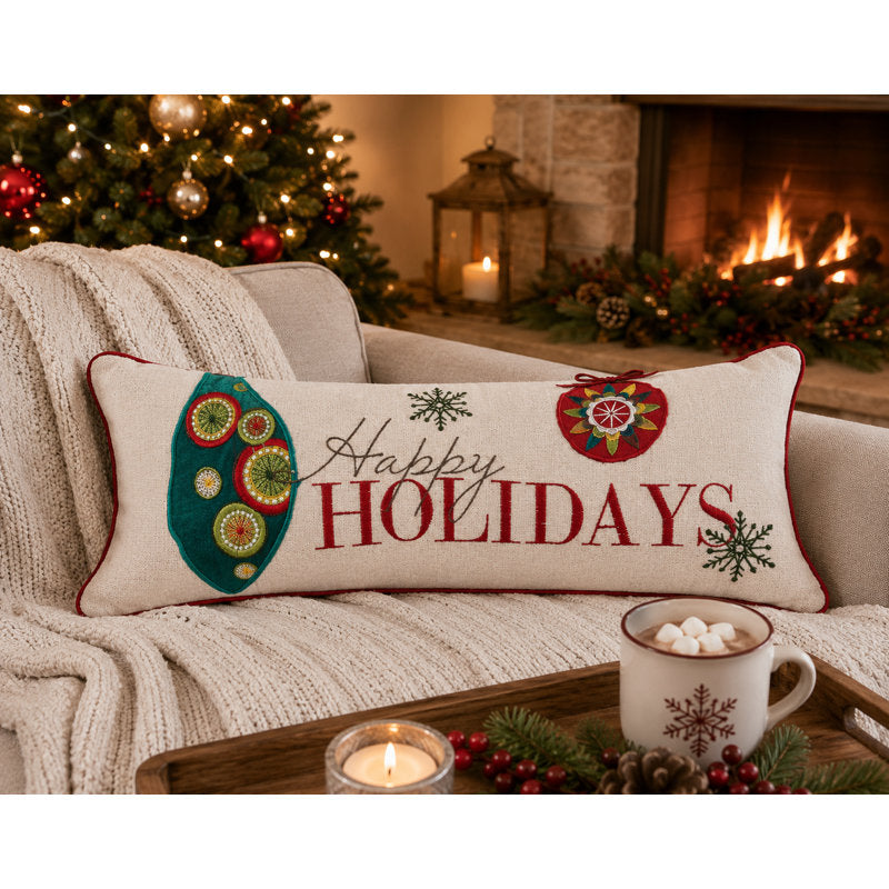 Holiday Linen Reversible Throw Pillow