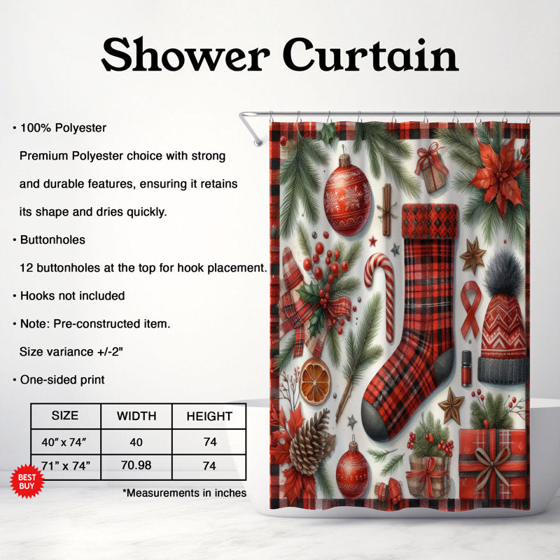 Holiday Plaid - 1 Piece Standard Shower Curtain