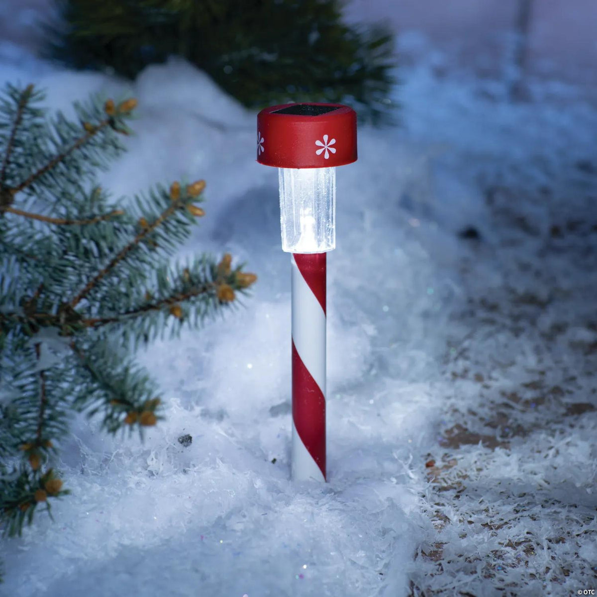 Six holiday solar-powered yard stakes