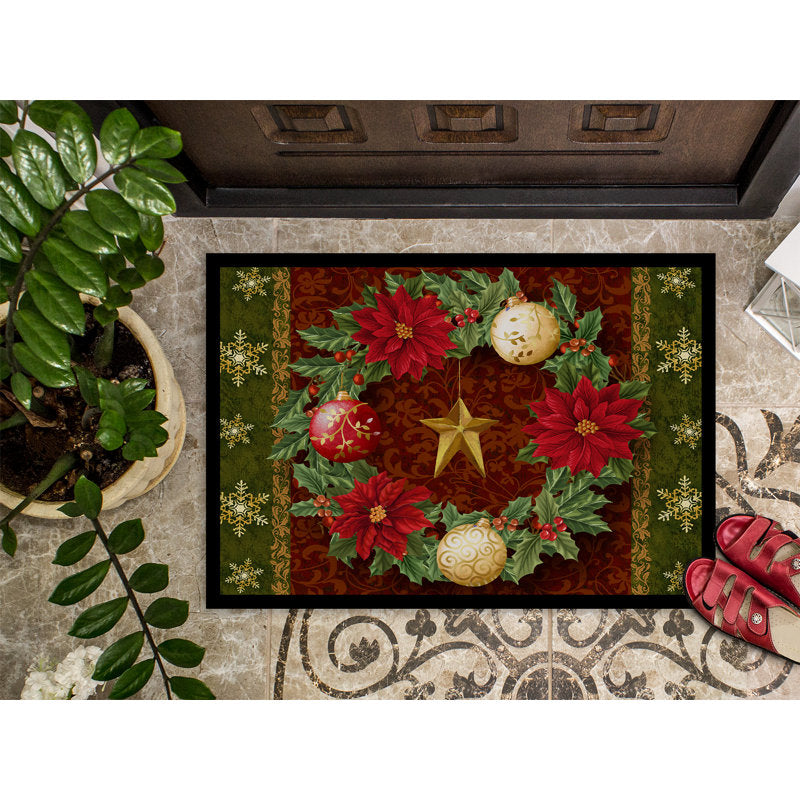 Hottinger Non-Slip Floral Christmas Doormat
