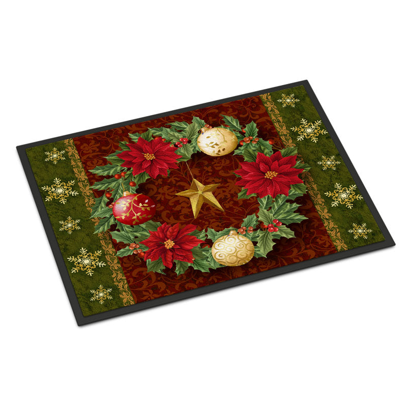 Hottinger Non-Slip Floral Christmas Doormat