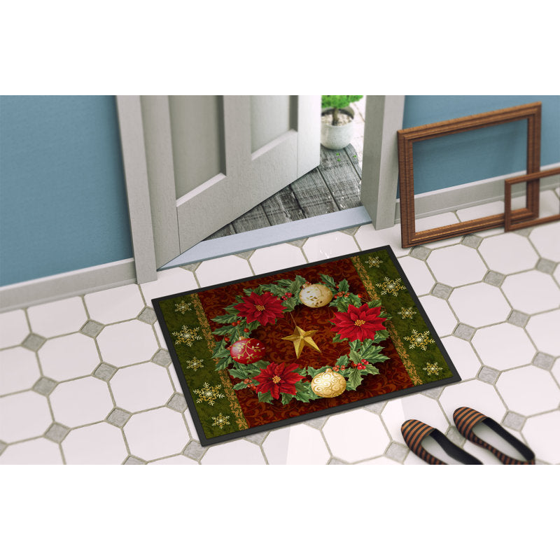 Hottinger Non-Slip Floral Christmas Doormat