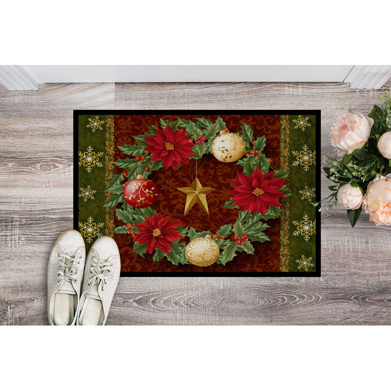 Hottinger Non-Slip Floral Christmas Doormat