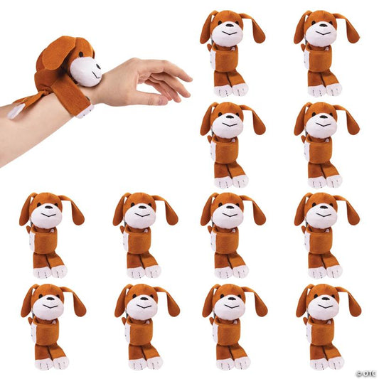 Hugging Stuffed Dog Slap Bracelets - 12 Pc.