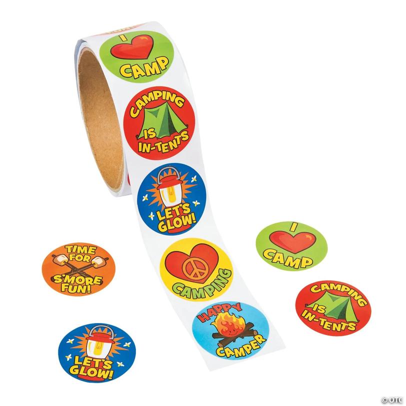 I Love Camping Sticker Roll - 100 Pc. | USA Decoration®
