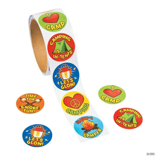 I Love Camping Sticker Roll - 100 Pc. | USA Decoration®