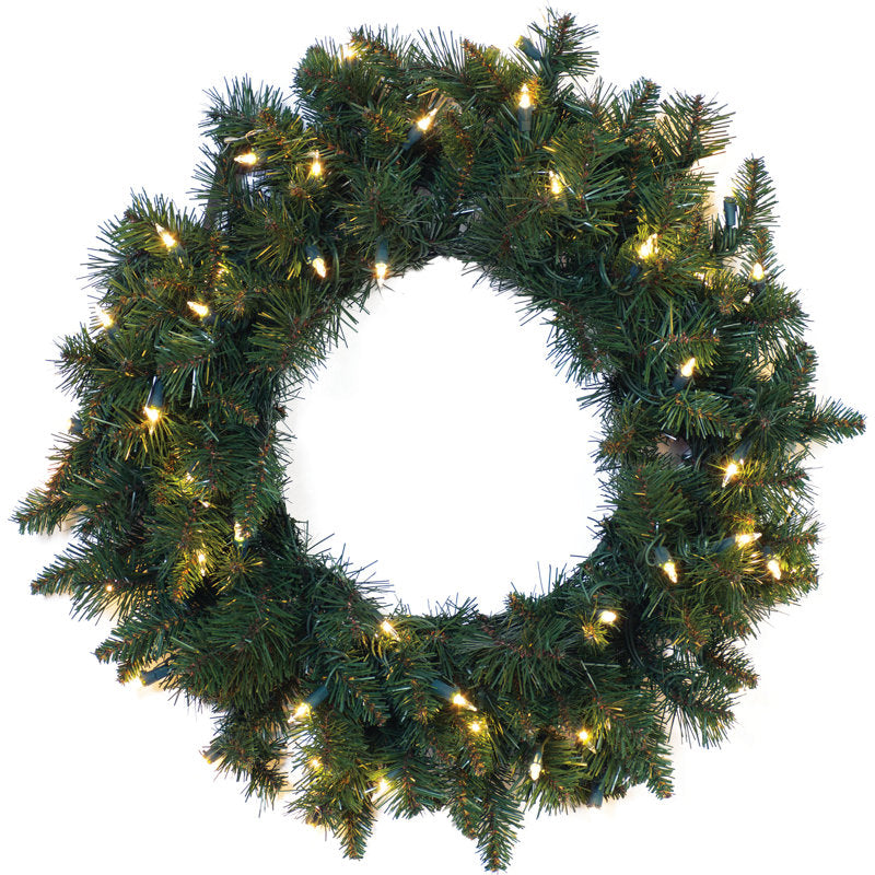 Artificial Candy Christmas Wreath hanging on a front door
