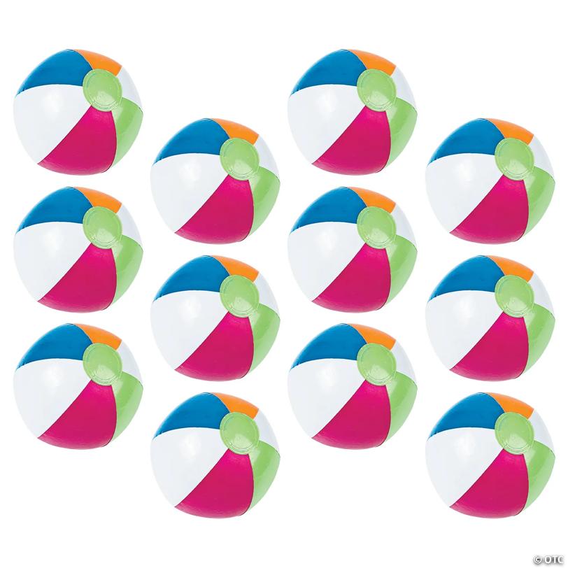 Inflatable 10" Bright Spring Medium Vinyl Beach Balls - 12 Pc.