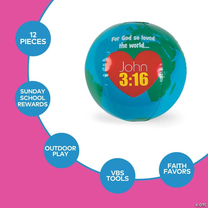 Inflatable 10" God Loves the World Medium Vinyl Globes - 12 Pc.
