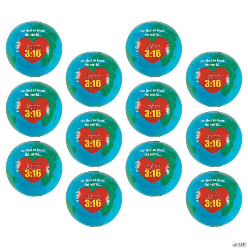 Inflatable 10" God Loves the World Medium Vinyl Globes - 12 Pc.