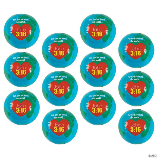 Inflatable 10" God Loves the World Medium Vinyl Globes - 12 Pc.