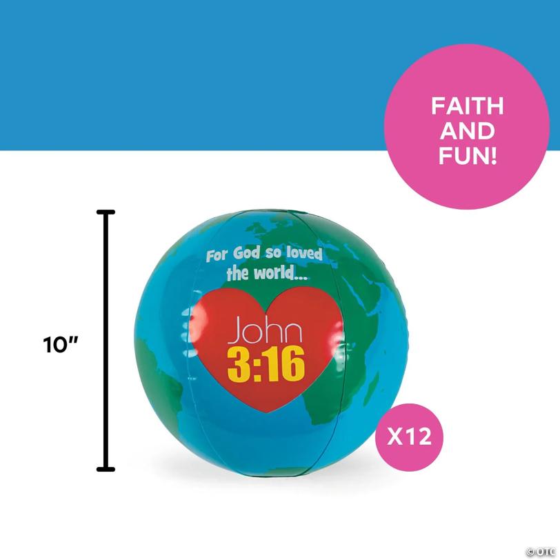 Inflatable 10" God Loves the World Medium Vinyl Globes - 12 Pc.