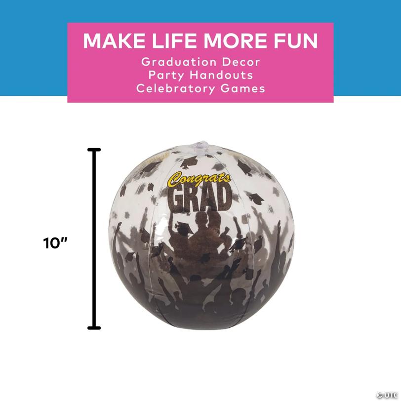 Inflatable 10" Graduation Celebration Medium Beach Balls - 12 Pc.