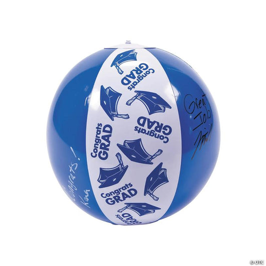Inflatable 11" Blue Congrats Grad Autograph Medium Beach Balls - 12 Pc.