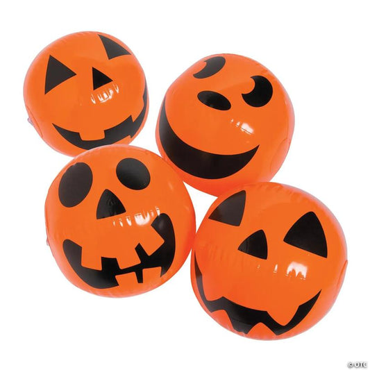 Inflatable 11" Jack-O’-Lantern Orange Medium Beach Balls - 12 Pc.