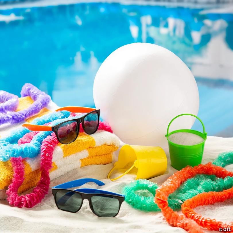 Inflatable 11" White Medium Beach Balls - 12 Pc.
