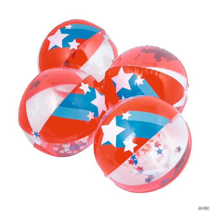 Inflatable 11" Patriotic Confetti Medium Beach Balls - 12 Pc.
