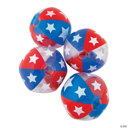 Inflatable 11" Red, White & Blue Medium Beach Balls - 12 Pc.