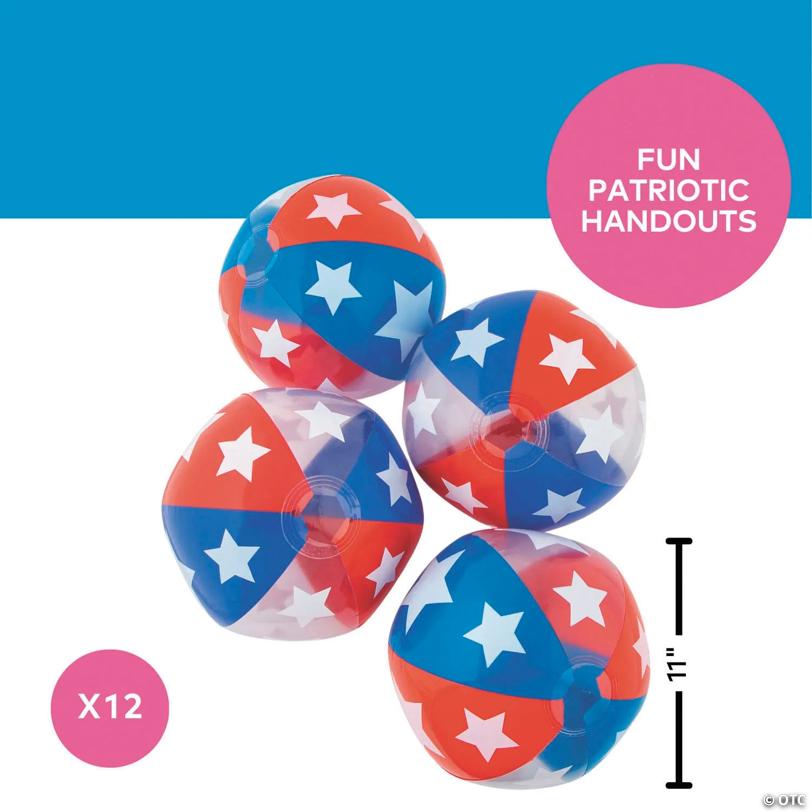Inflatable 11" Red, White & Blue Medium Beach Balls - 12 Pc.